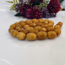 Old Orange Natural Amber Stone Prayer Beads
