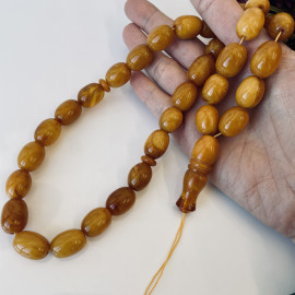 Old Orange Natural Amber Stone Prayer Beads