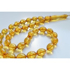 Misbaha Prayer - Baltic Amber Beads 31 grams olive beads light tea مسبحة