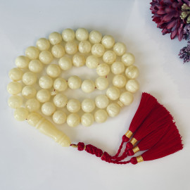 White Baltic Amber Tasbeeh, 51 Beads Collector’s Natural White Amber Misbaha