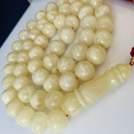 NEW White Baltic Amber Tasbeeh, 51 Beads Collector’s Natural White Amber Misbaha