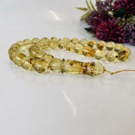 Natural Amber Insect Prayer Beads, 33 Beads 14mm Natural  Amber Misbaha