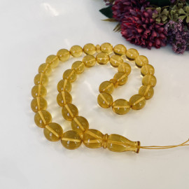 Baltic Amber Misbaha, Yellow Olive Beads, Amber Tesbih