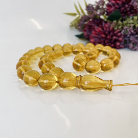 Natural Clear Baltic Amber Misbaha, Yellow Olive Beads, Amber Tesbih