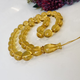 Natural Clear Baltic Amber Misbaha, Yellow Olive Beads, Amber Tesbih