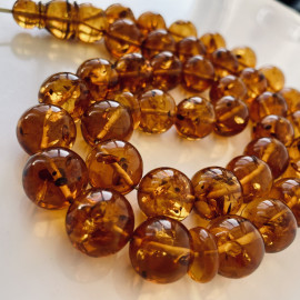 Cognac Natural Baltic Amber Islamic Prayer Beads, Amber Rosary