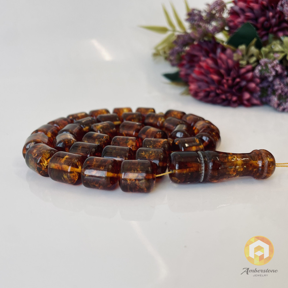 copy of عنبر البلطيق العتيق، مسبحة إسلامية 33 خرزة، مصباحة عنبر البلطيق الطبيعي