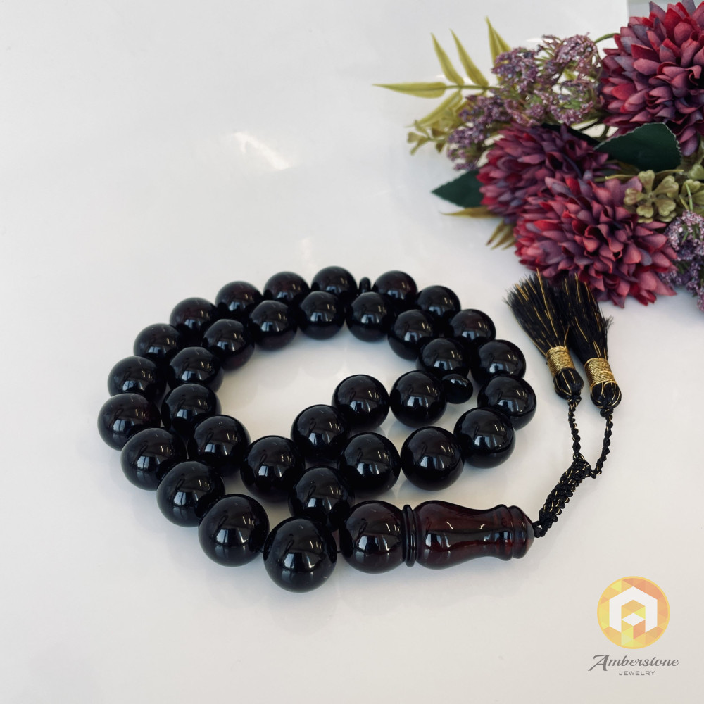 Cherry Amber Tasbih, Elegant Baltic Amber Beads