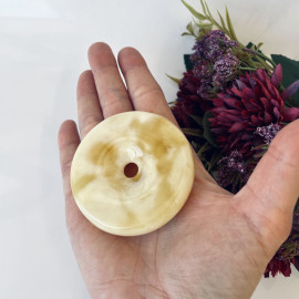 Premium Quality Genuine Baltic Amber Donut Pendant in Yellow Tiger