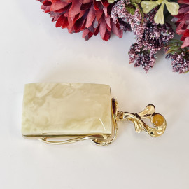 White Baltic Amber Pendant, Rectangular Natural Amber Statement Pendant