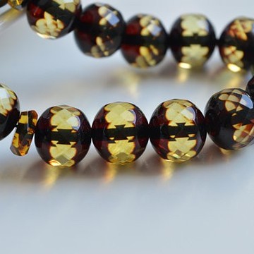 Faceted Handmade Baltic Amber Tespih Cherry Yellow Color Misbaha 33 Beads 12 x 11 mm 32.5 g