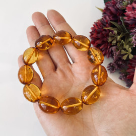 NEW Cognac Baltic Amber Olive Bracelet, Natural Amber Handmade in Poland