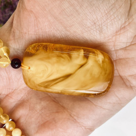 Premium Quality Genuine Baltic Amber Donut Pendant in Yellow Tiger