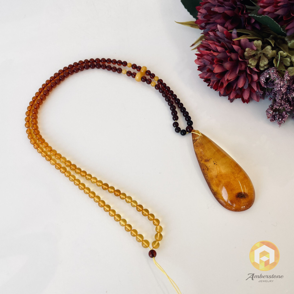 Premium Quality Genuine Baltic Amber Donut Pendant in Yellow Tiger