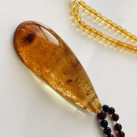 Premium Quality Genuine Baltic Amber Donut Pendant in Yellow Tiger
