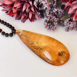 Premium Quality Genuine Baltic Amber Donut Pendant in Yellow Tiger