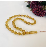 Yellow Baltic Amber Islamic Rosary, Natural Olive Amber Misbaha Tasbih