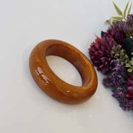 Brown Vintage  Baltic Amber Bangle Bracelet, Natural Solid Amber Cuff Bracelet