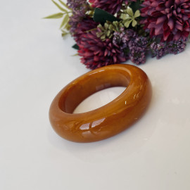 Brown Baltic Amber Bangle Bracelet, Natural Solid Amber Cuff Bracelet