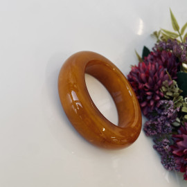Brown Vintage  Baltic Amber Bangle Bracelet, Natural Solid Amber Cuff Bracelet