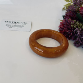 Brown Vintage  Baltic Amber Bangle Bracelet, Natural Solid Amber Cuff Bracelet
