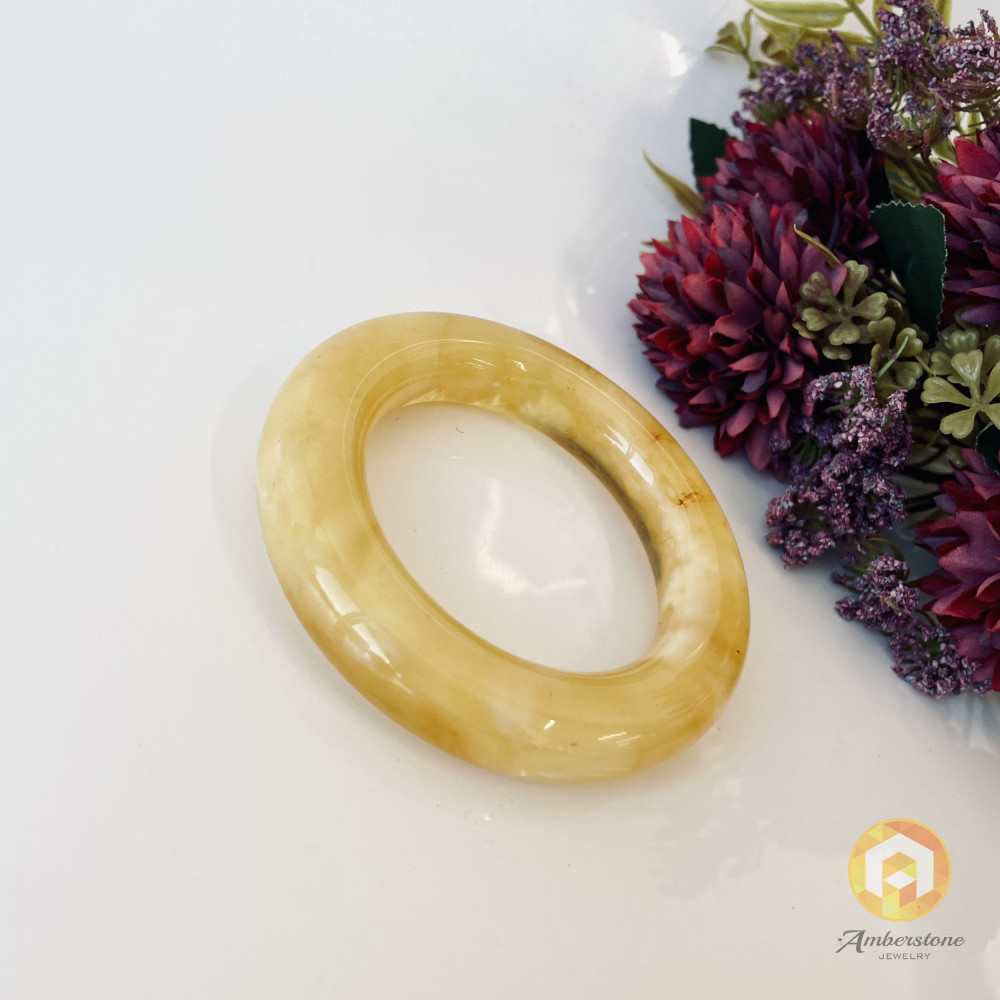 Bangle Bracelet, Natural Solid Amber Cuff Bracelet, Yellow Baltic Amber