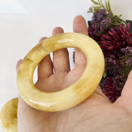 Bangle Bracelet, Natural Solid Amber Cuff Bracelet, Yellow Baltic Amber