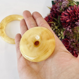 Premium Quality Genuine Baltic Amber Donut Pendant in Yellow Tiger