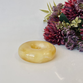 Yellow Baltic Amber Donut Pendant, Natural Amber Circle Necklace