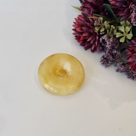 Premium Quality Genuine Baltic Amber Donut Pendant in Yellow Tiger