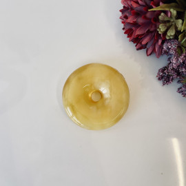 NEW Yellow Baltic Amber Donut Pendant, Natural Amber Circle Necklace