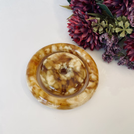NEW Orange and White Baltic Amber Donut Pendant, Natural Amber Circle Necklace