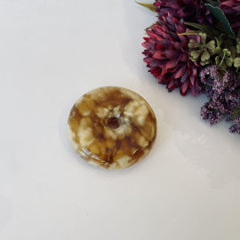Orange and White Baltic Amber Donut Pendant, Natural Amber Circle Necklace