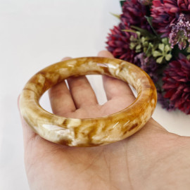 Bangle Bracelet, Natural Amber Cuff Bracelet, Orange and White Baltic Amber
