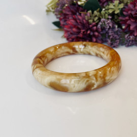 Bangle Bracelet, Natural Amber Cuff Bracelet, Orange and White Baltic Amber