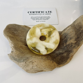 Premium Quality Genuine Baltic Amber Donut Pendant in Yellow Tiger