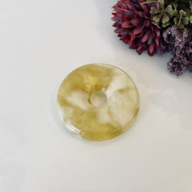 Premium Quality Genuine Baltic Amber Donut Pendant in Yellow Tiger