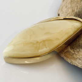 Yellow Baltic Amber Pendant, Natural Amber and Gold-Plated 925 Silver Pendant