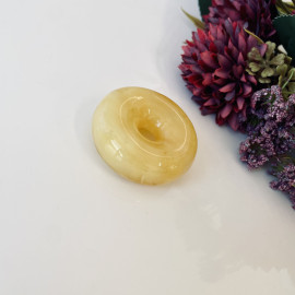 Yellow Baltic Amber Donut Pendant,
