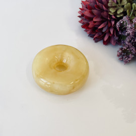 Premium Quality Genuine Baltic Amber Donut Pendant in Yellow Tiger