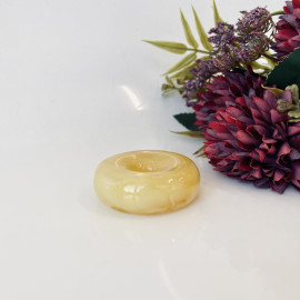 Yellow Baltic Amber Donut Pendant, Natural Amber Circle Necklace
