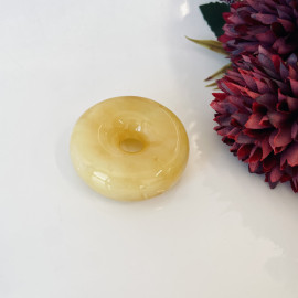 Premium Quality Genuine Baltic Amber Donut Pendant in Yellow Tiger