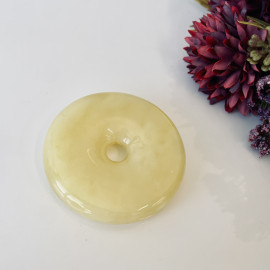 NEW Unique Baltic Amber Milky White Donut Pendant, Natural Amber Circle Necklace