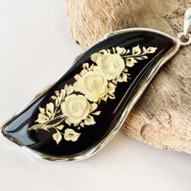 Premium Quality Genuine Baltic Amber Donut Pendant in Yellow Tiger