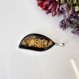 Premium Quality Genuine Baltic Amber Donut Pendant in Yellow Tiger
