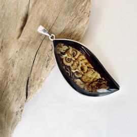 Premium Quality Genuine Baltic Amber Donut Pendant in Yellow Tiger