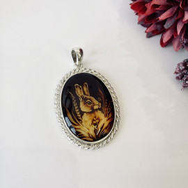 Premium Quality Genuine Baltic Amber Donut Pendant in Yellow Tiger