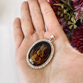 Premium Quality Genuine Baltic Amber Donut Pendant in Yellow Tiger