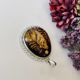 Premium Quality Genuine Baltic Amber Donut Pendant in Yellow Tiger