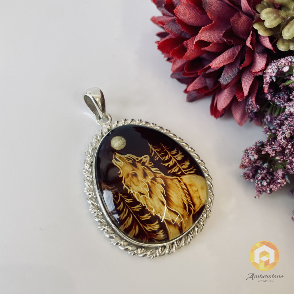 Premium Quality Genuine Baltic Amber Donut Pendant in Yellow Tiger